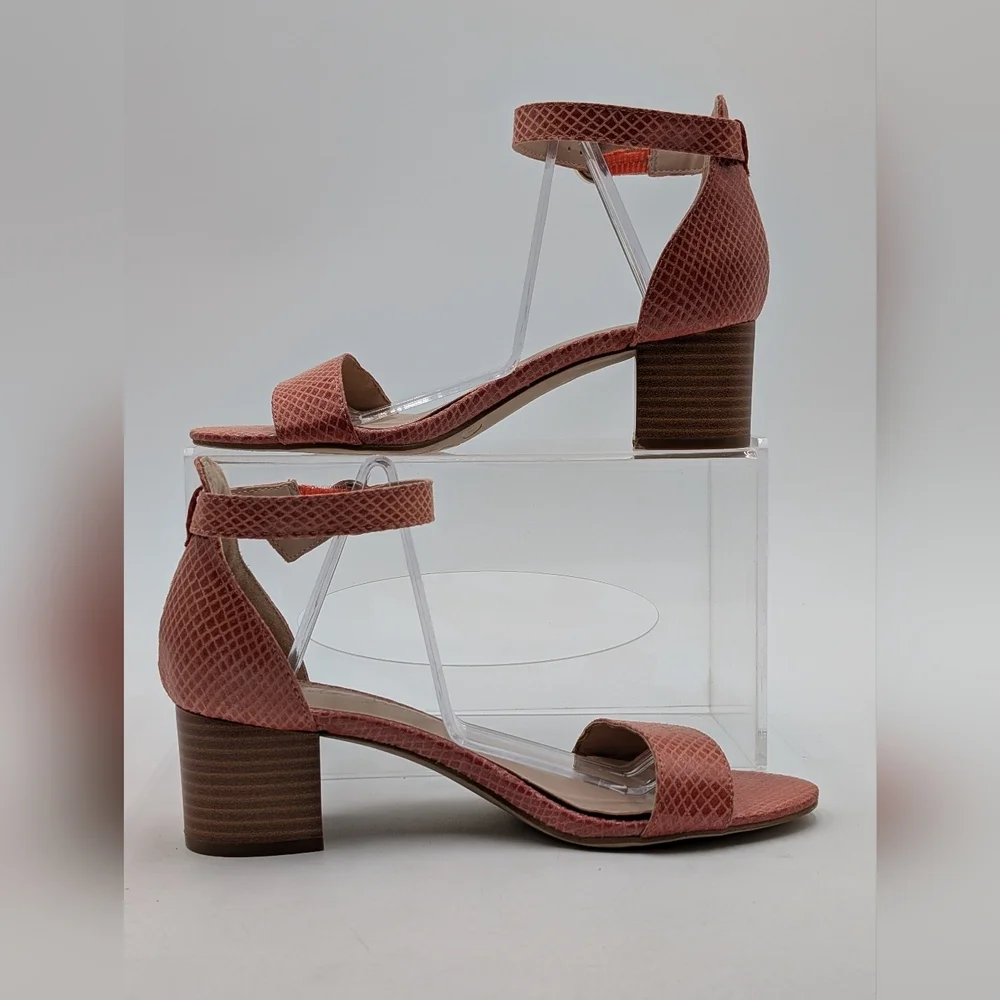 Amelia Grace Tacee Women Size US 6.5M|EU 37 Coral Block Heel Ankle Strap Sandal